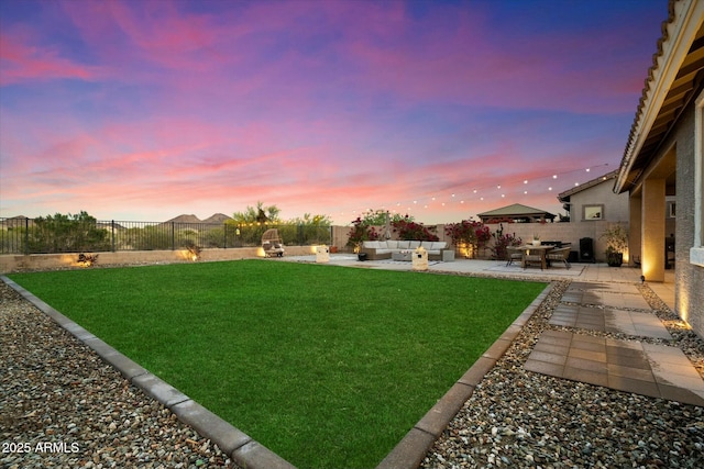 27203 N 78th Ln, Peoria, AZ 85383 - view of yard with a fenced backyard, an outdoor living space, and a patio
