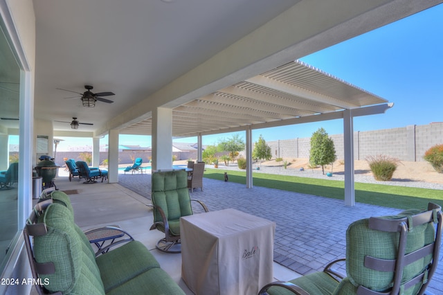 view of patio / terrace with ceiling fan