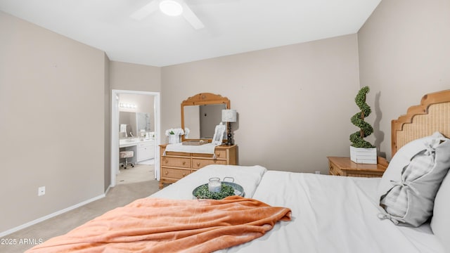 15252 N 100th St Unit 1164, Scottsdale, AZ 85260 - bedroom with light carpet, ensuite bath, and a ceiling fan
