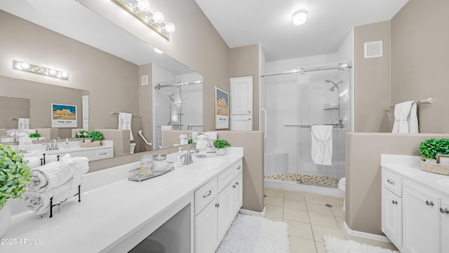 15252 N 100th St Unit 1164, Scottsdale, AZ 85260 - bathroom with a stall shower, vanity, and tile patterned floors