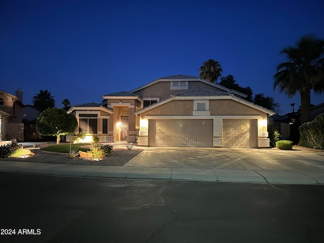 view of front facade with a garage