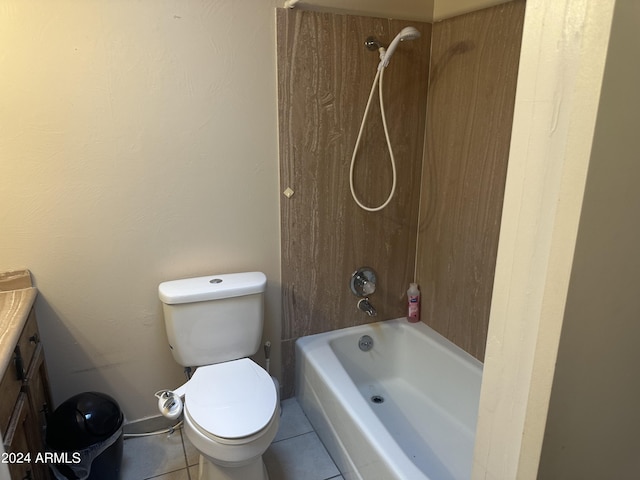 full bathroom featuring toilet, tile patterned flooring, shower / washtub combination, and vanity