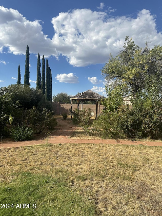 view of yard with a gazebo