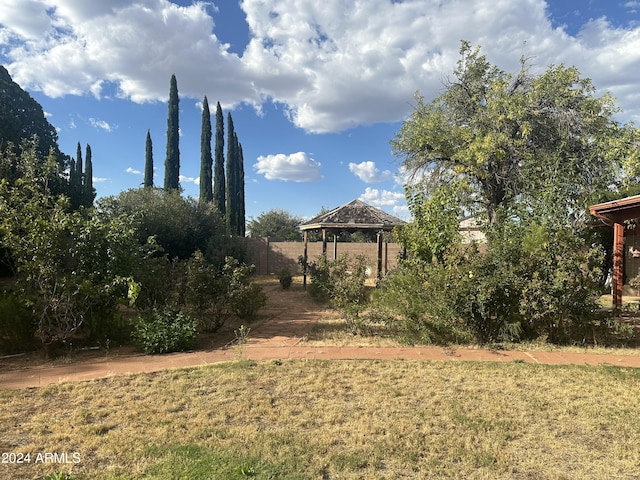 view of yard with a gazebo