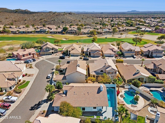 bird's eye view with a mountain view and a residential view