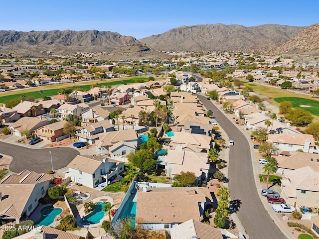 aerial view with a residential view and a mountain view