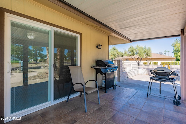 view of patio / terrace featuring a grill