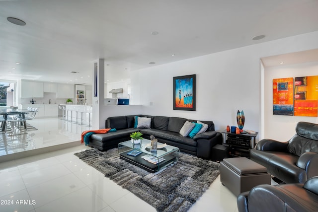 view of tiled living room