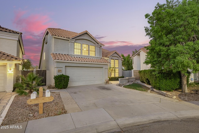 1405 N Jamaica Way, Gilbert, AZ 85234 - view of front of property with a tile roof, stucco siding, a garage, and driveway