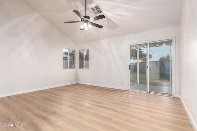 1405 N Jamaica Way, Gilbert, AZ 85234 - empty room with ceiling fan, light wood finished floors, and vaulted ceiling