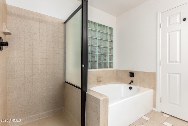 1405 N Jamaica Way, Gilbert, AZ 85234 - bathroom with a tile shower, a bath, and tile patterned floors