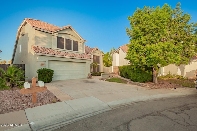 1405 N Jamaica Way, Gilbert, AZ 85234 - view of front of house featuring a tile roof, stucco siding, a garage, and concrete driveway