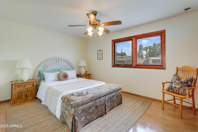 7526 E Edgemont Ave, Scottsdale, AZ 85251 - bedroom featuring light wood finished floors, baseboards, and ceiling fan
