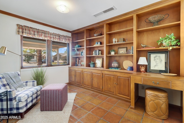7526 E Edgemont Ave, Scottsdale, AZ 85251 - tiled home office with built in study area and ornamental molding