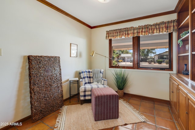 7526 E Edgemont Ave, Scottsdale, AZ 85251 - living area with crown molding, baseboards, and tile patterned floors