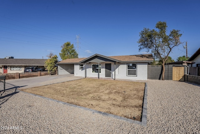 view of single story home