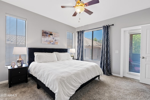 11680 E Sahuaro Dr Unit 2011, Scottsdale, AZ 85259 - carpeted bedroom with multiple windows, baseboards, and a ceiling fan