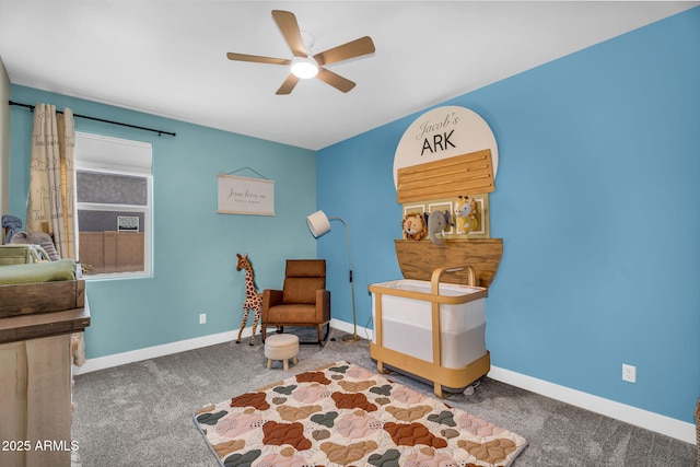 27550 N Silverleaf Rd, San Tan Valley, AZ 85143 - sitting room with carpet, ceiling fan, and baseboards