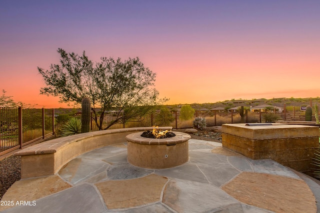 3285 Big Sky Dr, Wickenburg, AZ 85390 - fenced backyard featuring a fire pit and a patio
