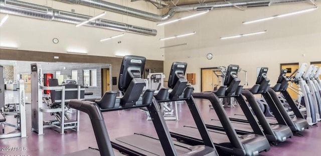 gym featuring a high ceiling