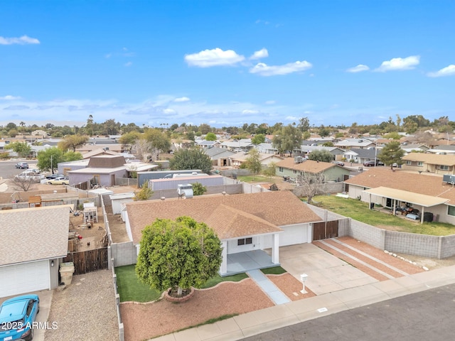 aerial view with a residential view