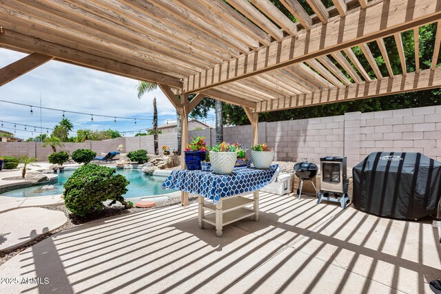 8738 W Runion Dr, Peoria, AZ 85382 - fenced backyard featuring a patio, a pergola, and area for grilling