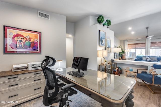 8738 W Runion Dr, Peoria, AZ 85382 - home office with wood finished floors and a ceiling fan