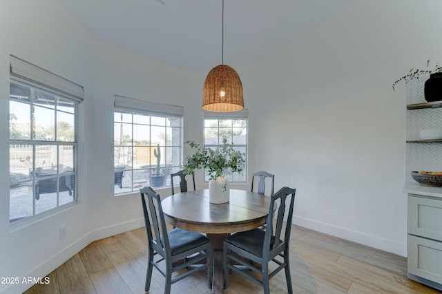 dining room featuring baseboards and light wood finished floors