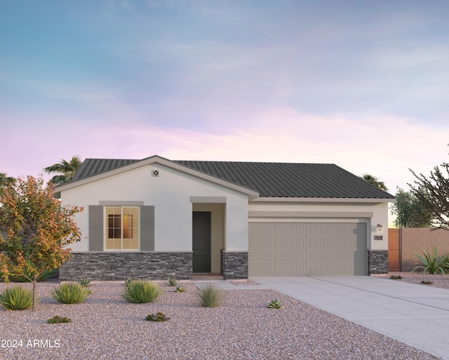 view of front of house with a garage