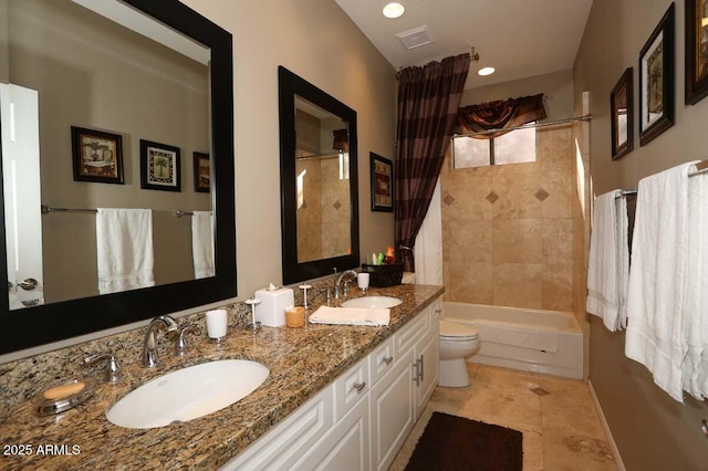 32764 N 68th Pl, Scottsdale, AZ 85266 - full bathroom featuring shower / bath combination, toilet, a sink, and double vanity