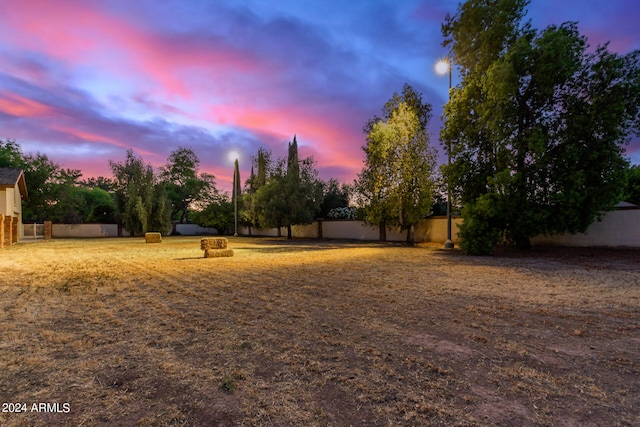 view of yard at dusk