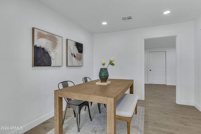 dining area featuring light hardwood / wood-style flooring