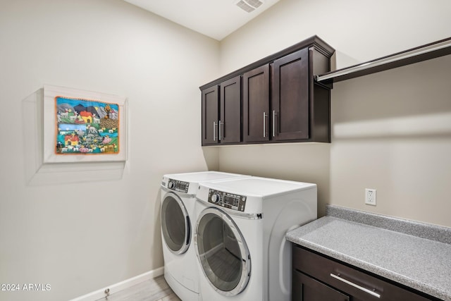 laundry room featuring cabinets and independent washer and dryer