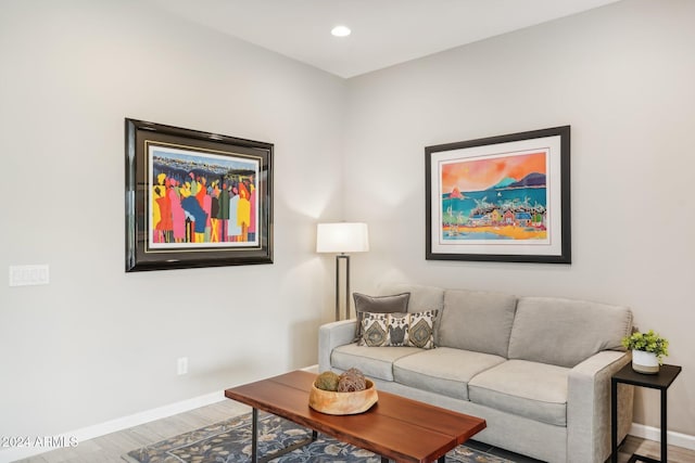 living room featuring light hardwood / wood-style flooring