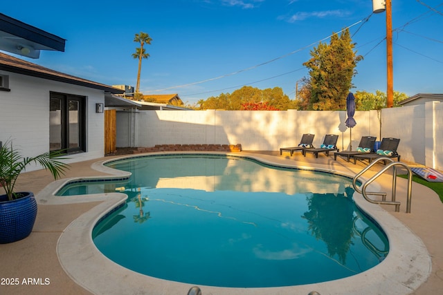 8431 E Rose Ln, Scottsdale, AZ 85250 - view of pool featuring a fenced in pool, a patio, and a fenced backyard