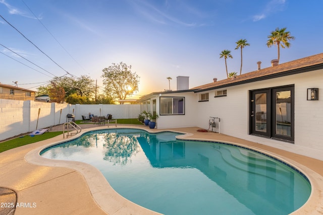 8431 E Rose Ln, Scottsdale, AZ 85250 - view of swimming pool with a patio, a fenced backyard, and a fenced in pool