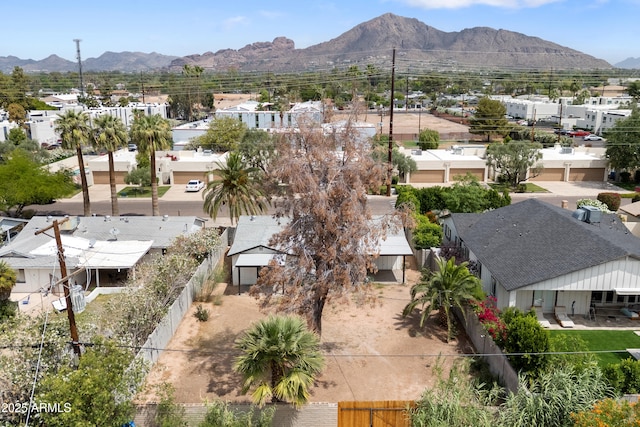 aerial perspective of suburban area with a mountain backdrop