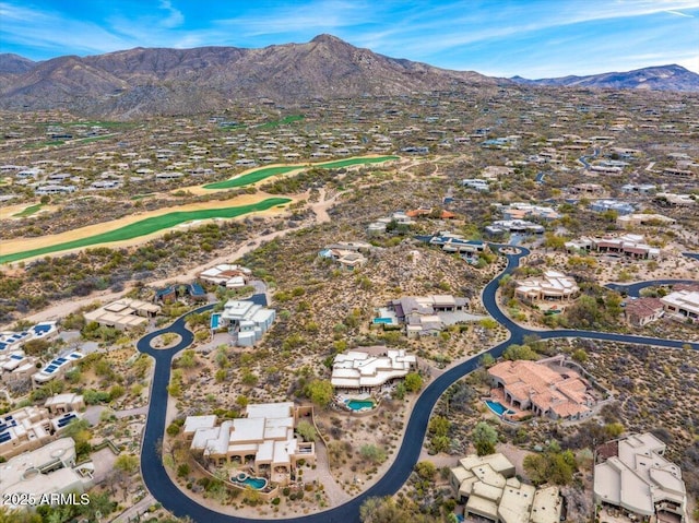 bird's eye view with a mountain view