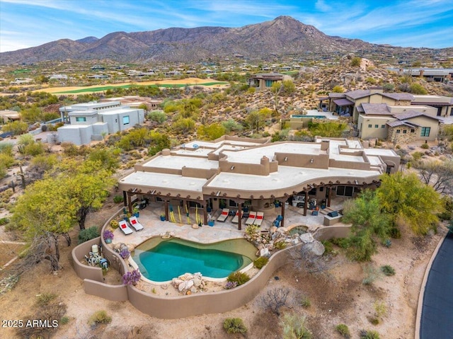 aerial view with a mountain view