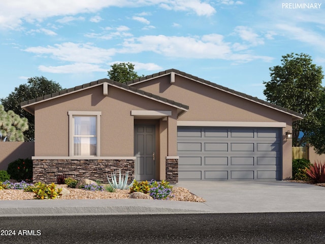 ranch-style home featuring a garage