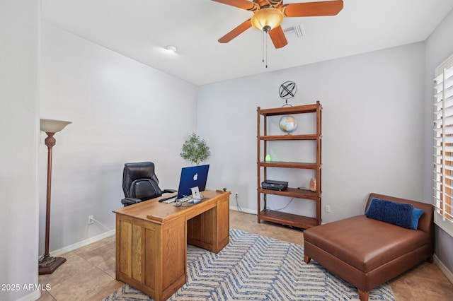 office featuring ceiling fan