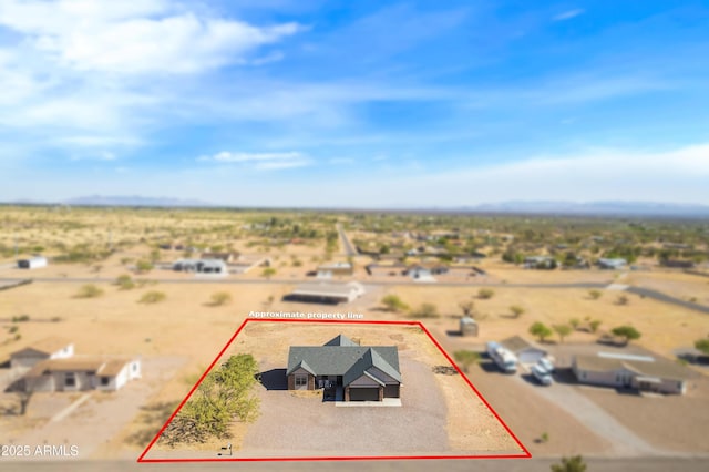 aerial view with a rural view and a desert view