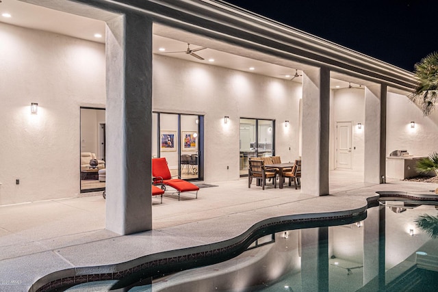 interior space with an outdoor pool