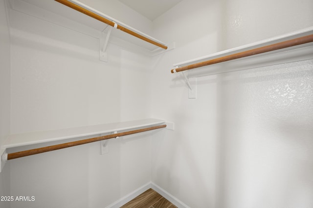 walk in closet featuring wood finished floors