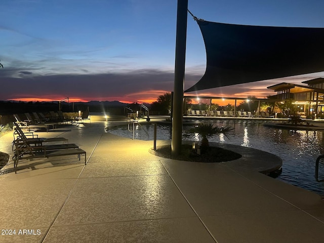 exterior space with a water view