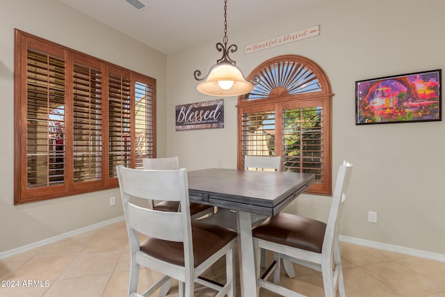 view of tiled dining room