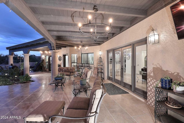 interior space with an outdoor living space and french doors