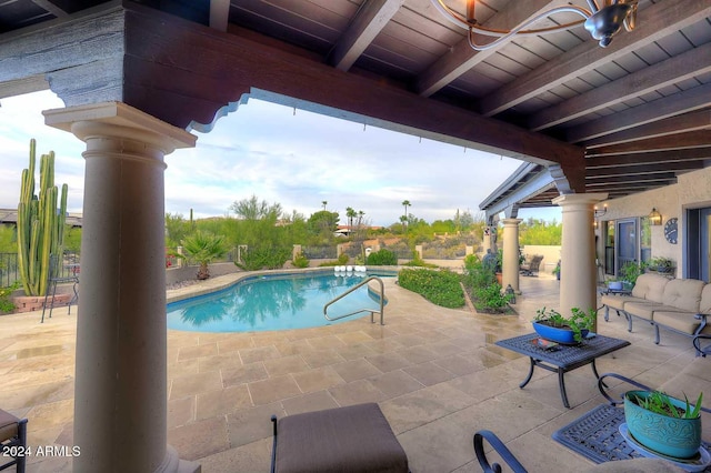 view of pool featuring a patio area and outdoor lounge area