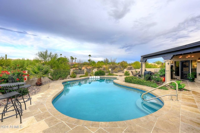 view of swimming pool featuring a patio