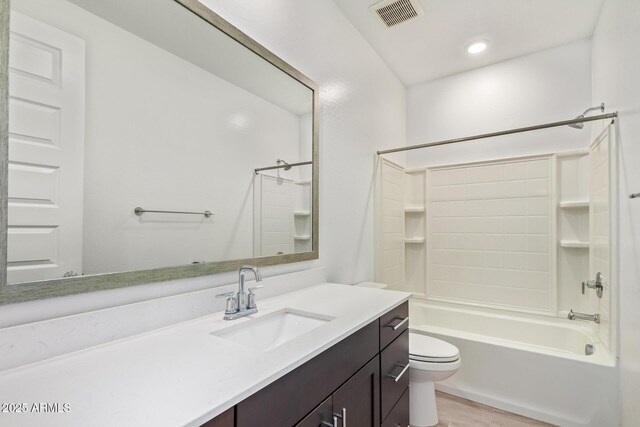 1081 E Armstrong Way, Chandler, AZ 85286 - full bathroom featuring vanity, toilet,  shower combination, and wood finished floors